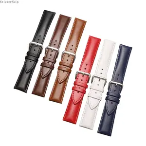 Classic Leather Watch Band - Smooth Strap with Silver Buckle Fits 18/20/22mm Lug Width Timeless for Business & Daily Wear