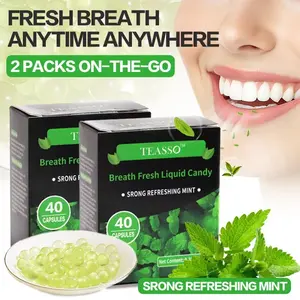 TEASSO Fresh Breath Bombs Candy Liquid Boba Mint/Peach /Blueberry/Grape-Snack Sweet Bonbon for Dating & Post-Meal Refreshment Lasting 8 Hours Compact Portable Carry-On Snack Chewinggumnatural Flavor