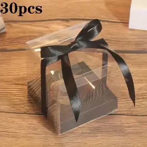 30 Piece Foldable Transparent Plastic Gift Boxes with Straps, Gift Box Set, Perfect for Christmas Wedding Birthday Party Decorations, Various Colors