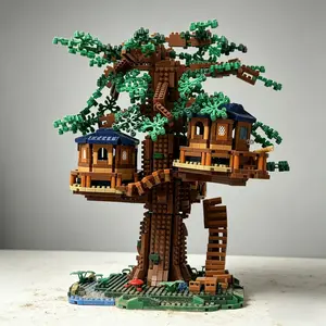 1000 Pieces Treehouse Creative Building Blocks, Natural Architecture Model, Small Particle DIY Toy, Home Desktop Decor, Gift for Boys and Girls