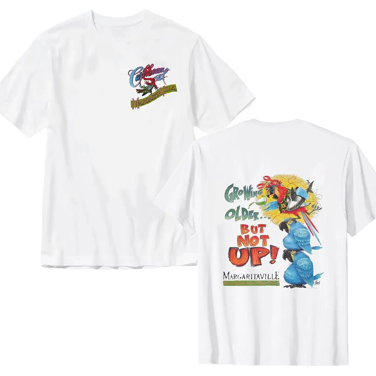Vintage 90s Jimmy Buffet Margaritaville Caribbean Soul Parrot Cotton Men's T-Shirt, Streetwear Casual Underwear Tshirt