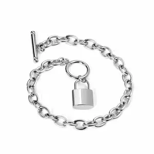 Minimalist Lock Charm Bracelet – Stainless Steel