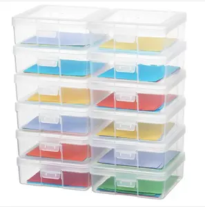 Stackable Plastic Clear Storage Box Containers with Latching Lid - Art Craft Supply Organizer Storage Containers for Pencil Box, Lego, Crayon, Beads, Jewelry (12 Pack Small -Clear) Kitchen Set Translucent Transparent