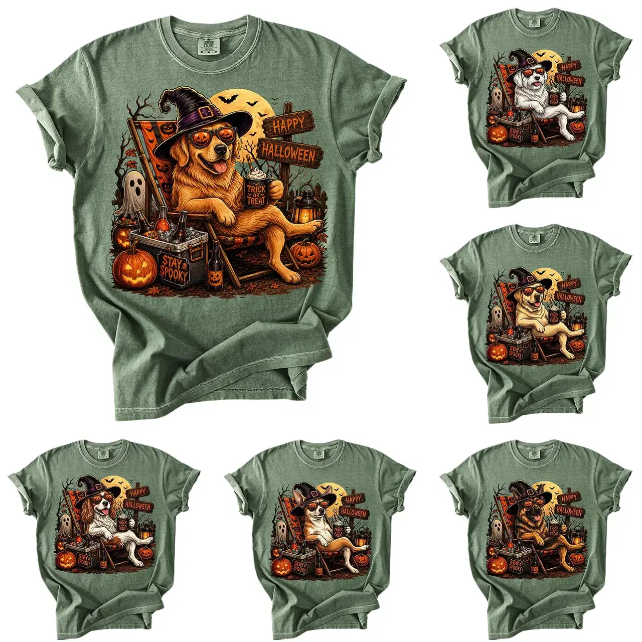 Comfort Colors 50+ Dog Breeds Halloween Shirt, Witch Dog Pumpkin Graphic Tee, Golden Retriever Maltese Labrador Spaniel Chihuahua Rottweiler Dog Shirt, Spooky Dog Mom Tee, Halloween Dog Lover Shirt, Cute Dog Gift, Fall Halloween Gift for Dog Lovers