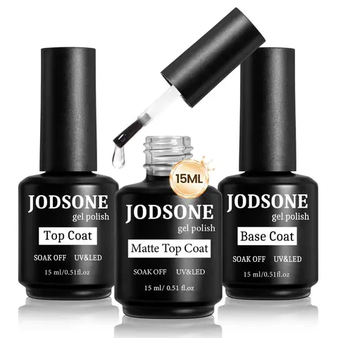 JODSONE 3 bottles 15ML top coat matte top coat primer set Soaking salon using home DIY nail gel