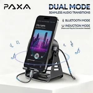 PAXA G500 4 In 1 Wireless Induction Bluetooth Speaker with Magnetic Auto Connection, Built-in Phone Stand & Ambient Light, 360° Surround Sound, Instant Play When Nearby, Portable Desktop Speaker for Home, Outdoor & Travel, Compatible with IOS
