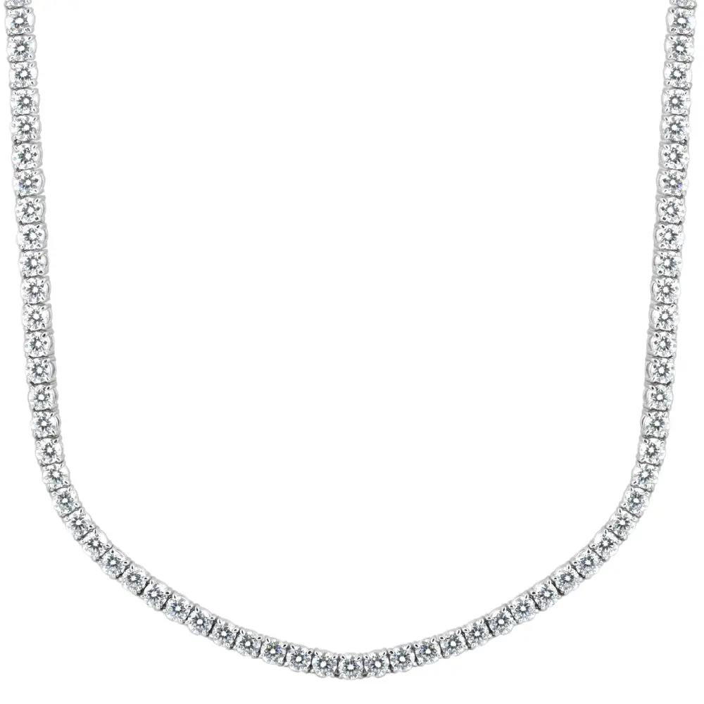 Huge 23 Ct Moissanite Tennis Necklace 14K White Gold 18" Huge 23 Ct Moissanite Tennis Necklace 14K White Gold 18"