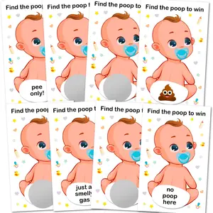 40pcs-Baby Shower Boy Scratch Off Poop Game, Easy to Play Silly Games, Funny Idea, Ice Breaker Activity. Raffle Cards, Blue Pacifier
