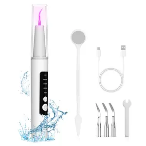 Electric Teeth Plaque & Tartar Remover - 5 Modes Rechargeable Dental Cleaning Kit with LED Light, 2 Replaceable Heads & Professional Dental Tools Deep Clean