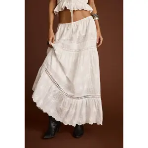 Nomad White Embroidered Maxi Skirt