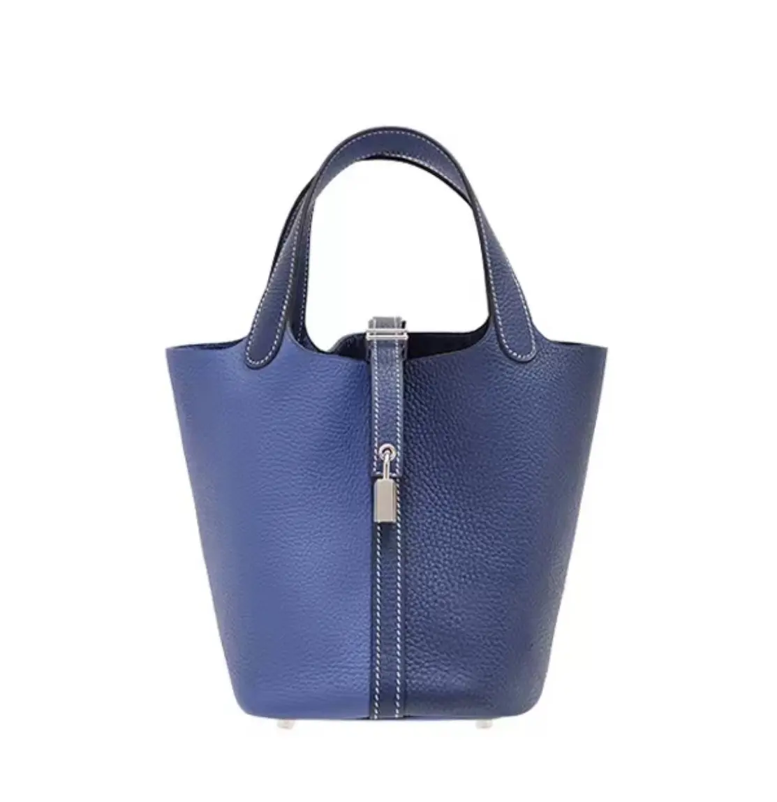 Pre-owned HERMÈS Picotin 18, Sapphire Blue & Graphite Blue Two Tone, Silver Hardware, Exterior Stitching with White Thread, Z Stamp 2602962
