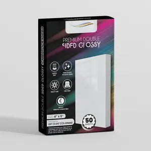 4x6 Inch  Double Sided Glossy Photo Size , 12pt Thick Cardstock, Inkjet Printer, 260 GSM, High Gloss  Both Sides,  for Invitations, Postcards, Photos, Product Inserts