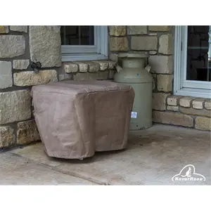 212 MAIN KoverRoos Drawstring Breathable Fabric Square Ottoman Cover, 26x26x16 in, Outdoor Protection for Small Tables, Taupe