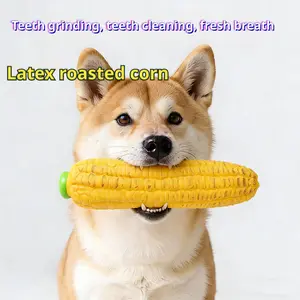 New Latex Dog Toy Corn Squeaky Chew Toys for Small Medium Dogs Teething Cleaning Boredom Relief Interactive Durable Pet Toys