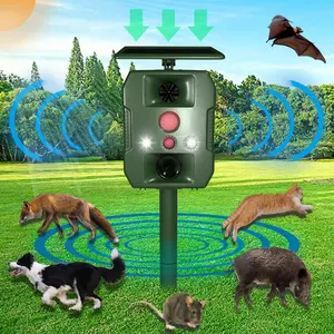 Solar Ultrasonic Animal Repeller with Motion Sensor, Waterproof Design, LED Flashlight, Covers 3230 Sq Ft, Ideal for Outdoor Gardens