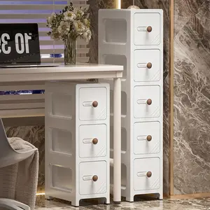 17cm Slim-Fit Drawer-Style Kitchen Gap Storage Cabinet, Ultra-Narrow Refrigerator Edge Cabinet, Multi-Tiered Lid Storage Box for Bathroom
