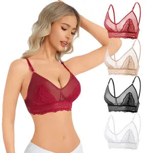 Lace Bra No Underwire Sexy Bralettes Thin Unlined Racerback Balconette Everyday Bras Soft
