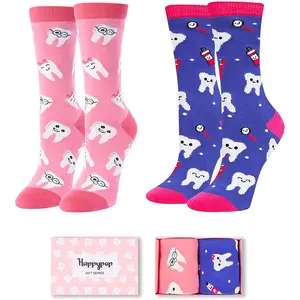 HAPPYPOP 2 Pairs Funny Nurse Doctor Teeth Socks for Women, Dental School Graduation Gifts, Dental Socks, Novelty Gifts For Doctor Dentist, Dental Assistant Gifts, Teeth Gifts Tooth Gifts  SwimWeek  summervibes