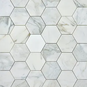 Calacatta Gold  Hexagon 5x5 Polished/Honed Marble Mosaic Tile