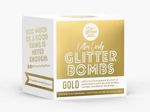 The Glitter Lab Gold Glitter Cotton Candy Glitter Bombs - 4 Pack Edible Glitter Drink Toppings for Magical & Sparkly Bubbly Beverages