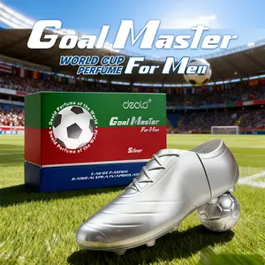 Deold Goal Master World Cup Men's Perfume Silver Soccer Cleat Bottle Long Lasting Woody Fragrance for Everyday Wear