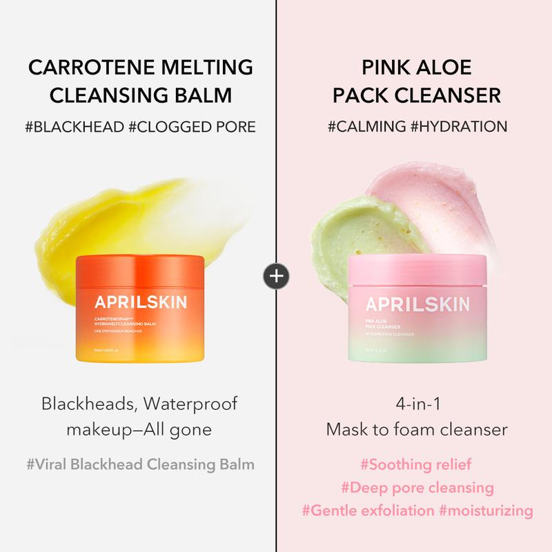 [APRILSKIN Official] Glowy Skin Double Cleansing Duo | Blackhead, Pore Care, Makeup Remover | K-beauty Glass Skin skincare routine