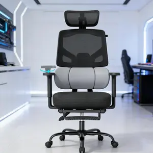 【Lumbar Support】Mr IRONSTONE Ergonomic Office Chair with Footrest & Adjustable Lumbar Support, High Back Home Desk Chair with 6D Armrest, 90-145° Tilt Lock and Wide Cushion, Big and Tall Mesh Chairs for Man Woman, Black Task Chair, 400lbs Capacity