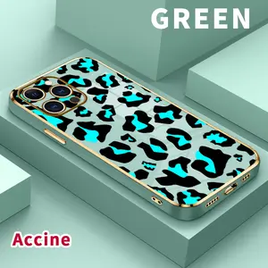 Luxury Electroplated TPU Phone Case for iPhone 15 Pro Max 16 14 Plus 13 12 11 Stylish leopard print design Classic Straight Design Ultra Thin Soft Smartphone Cover
