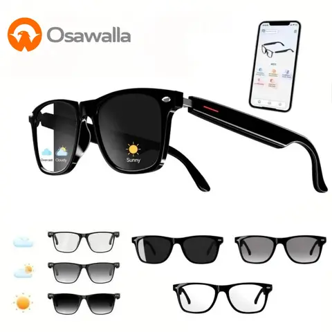 OSAWALLA Wearable AI Smart Glasses - Multifunctional Wireless Smart Glasses, 25+ Language Support, Chat GPT Integration, HiFi Audio, Hands-Free Voice Call, Microphone, Speaker, Color Changing Lens, Music Player, Driving-Compatible