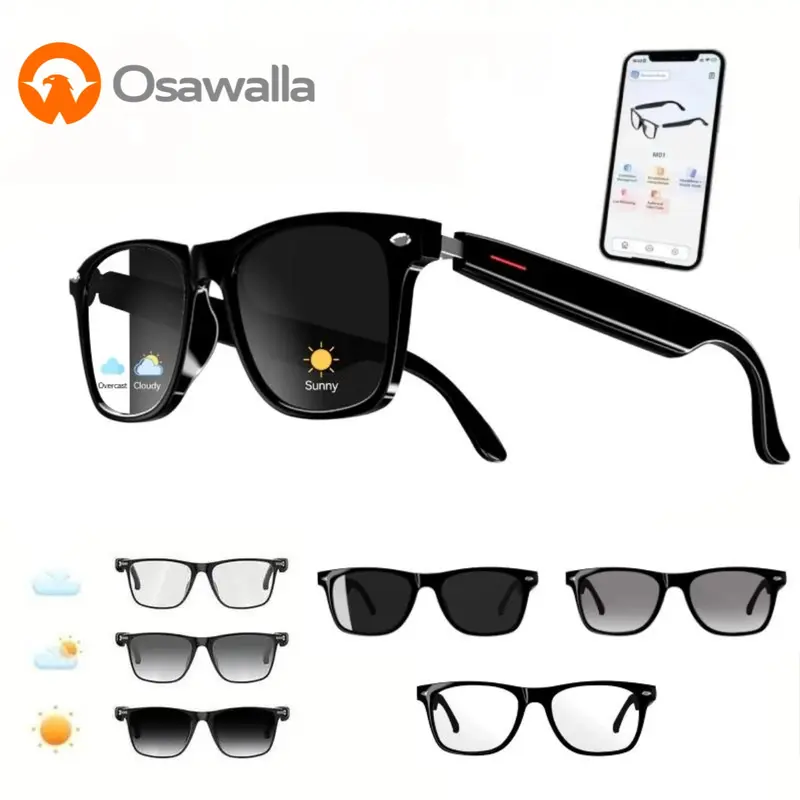 OSAWALLA Wearable AI Smart Glasses - Multifunctional Wireless Smart Glasses, 25+ Language Support, Chat GPT Integration, HiFi Audio, Hands-Free Voice Call, Microphone, Speaker, Color Changing Lens, Music Player, Driving-Compatible