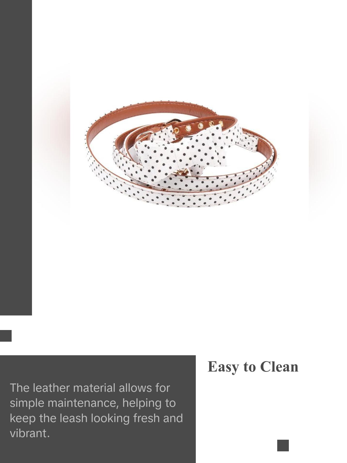 Polka Dot Collar Bandana Soft Leather Dog Leash