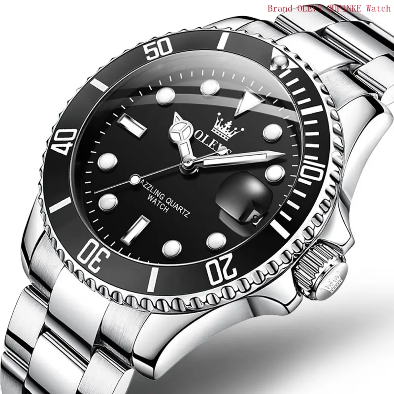 Brand OLEVS Watches for Men Luxury Classic Dress Analog Mens Adult Wristwatch Two Tone Stainless Steel Band Date Waterproof Luminous Reloj Para Hombre, Gifts for Men