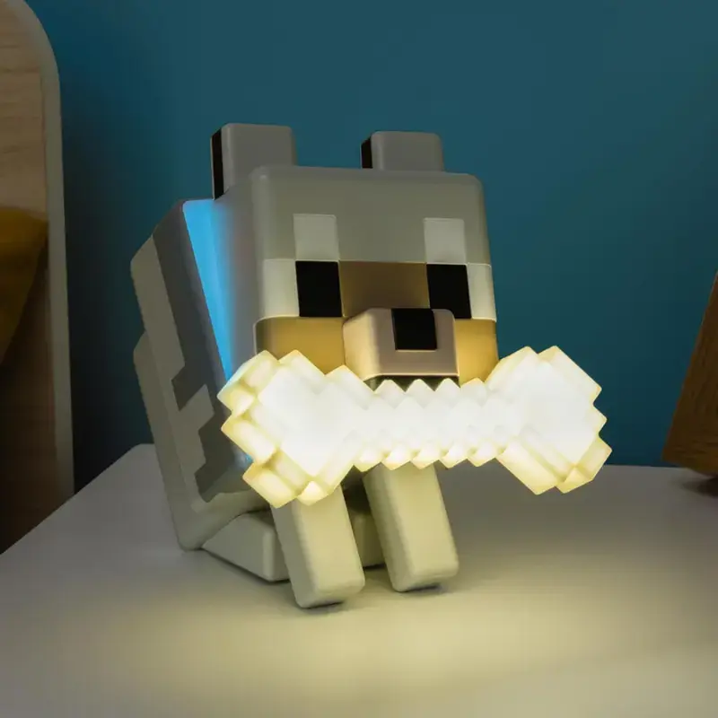 Wolf-Themed Pixel Aesthetic Indoor Gaming Lamp for Boys, Halloween Gift, 5-Color LED Fun Light, Touch Tap Control, Plug-Free Battery Powered, Animal Room Decor, Kids' Birthday Gift