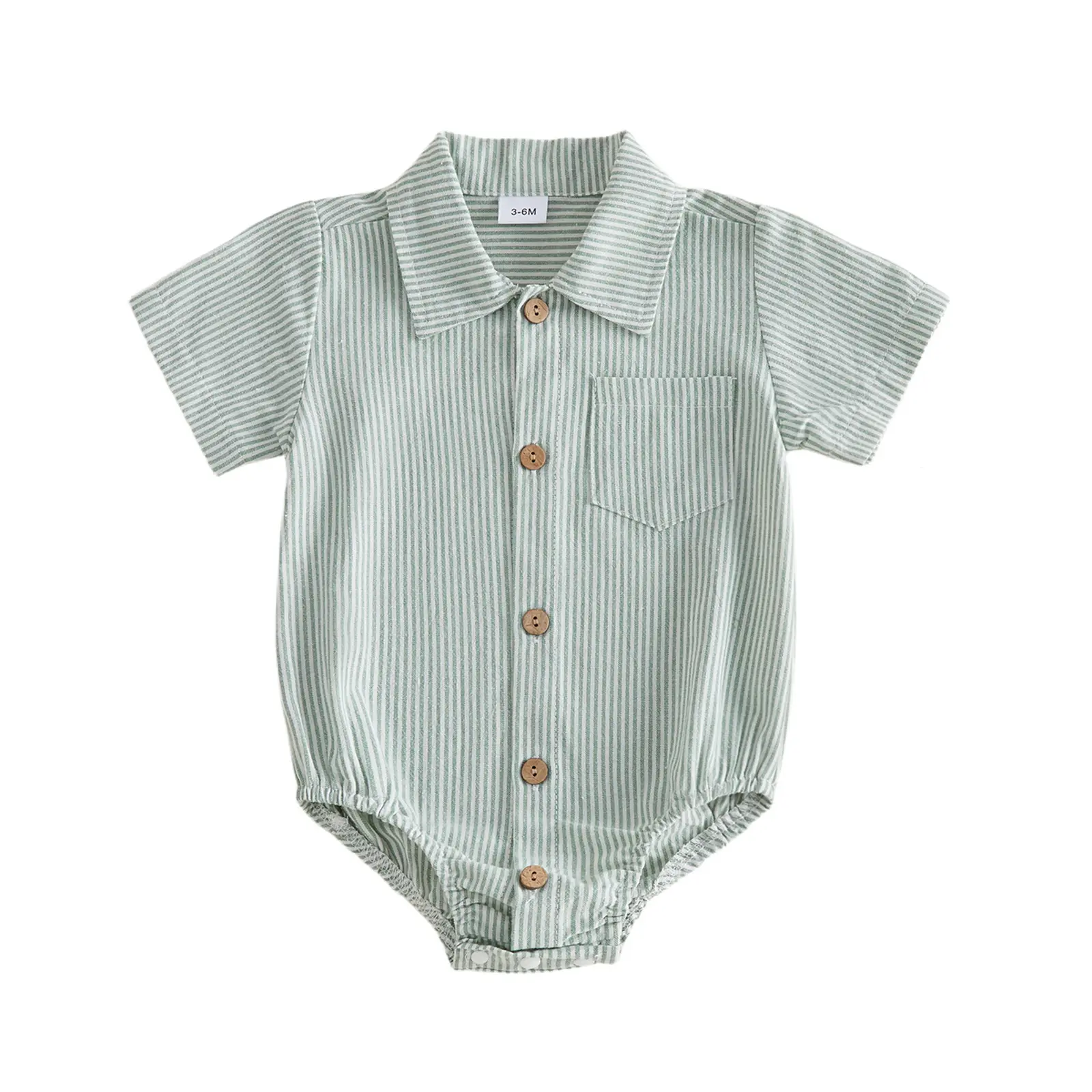 Meihuida Newborn Baby Boy Clothes Turndown Collar Striped Long/Short Sleeve Romper Button Up Jumpsuit Shirt Bodysuit