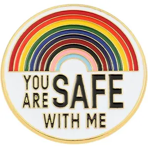 YOU ARE SAFE WITH ME Enamel Pins, Nurse   Students Pins, Rainbow Brooch Lapel Pin for Clothing Backpack Hat Funny Badge