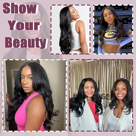 [V Part]Bling Hair V Part Wig Human Hair Body Wave Human Hair Wig With Clips Brazilian 100% Human Hair VPart Wigs Human Hair For Black Women Glueless Beginner Friendly Deep Wave