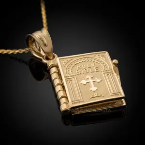 Pendant Christian Miniature Readable Bible Necklace Holy Bible Book Pendant Necklace Prayer Christian Scripture Silver