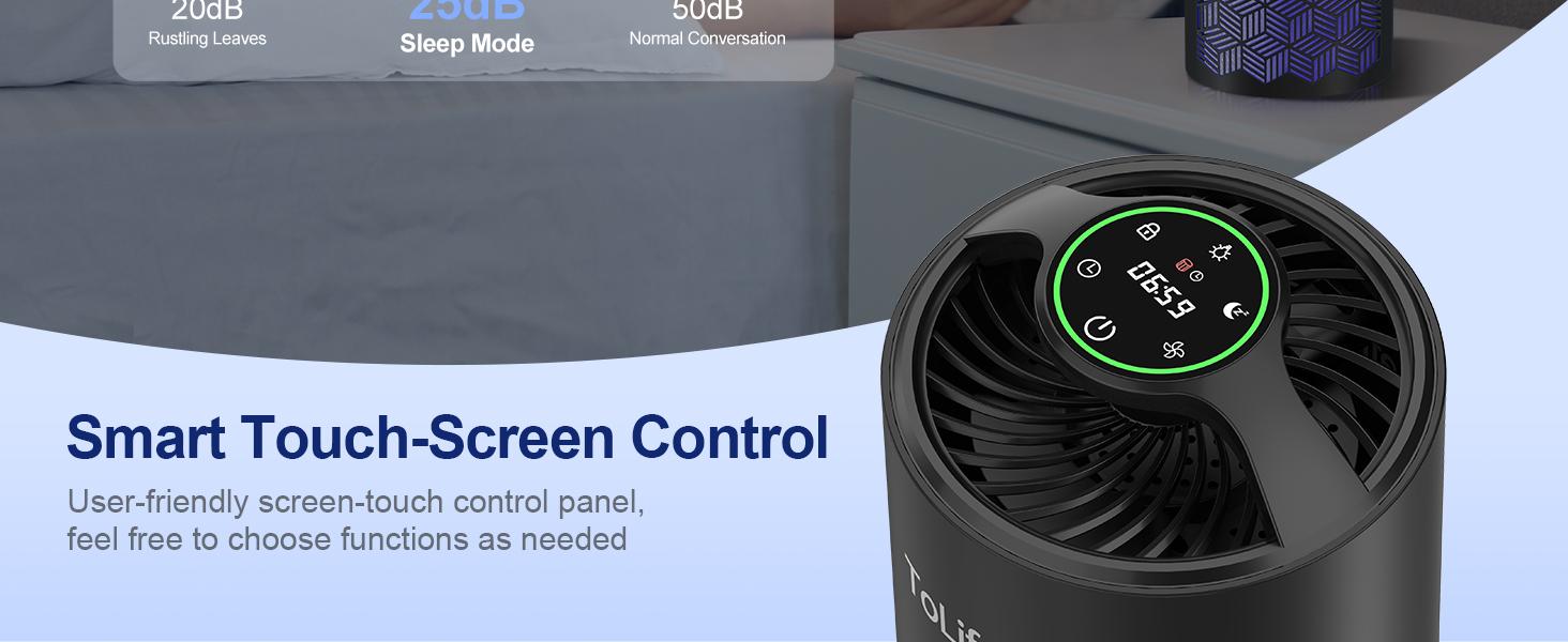 ToLife K1 Air Purifier: HEPA Filter for Pet Allergies & Dust! Portable, Baby-Friendly & Low-Noise Sleep Mode - Perfect for Home & Office