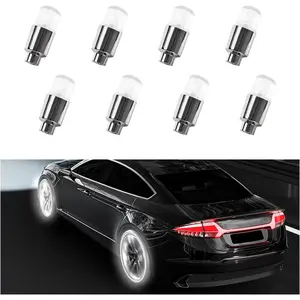 8 PCS LED Tire Valve Stem Cap Lights, Waterproof Motion Tyre Spoke Lights for Wheel Decoration, Cool Modify Neon Valve Wheel Light Assemble, Universal Motorcycle Accessories (White)