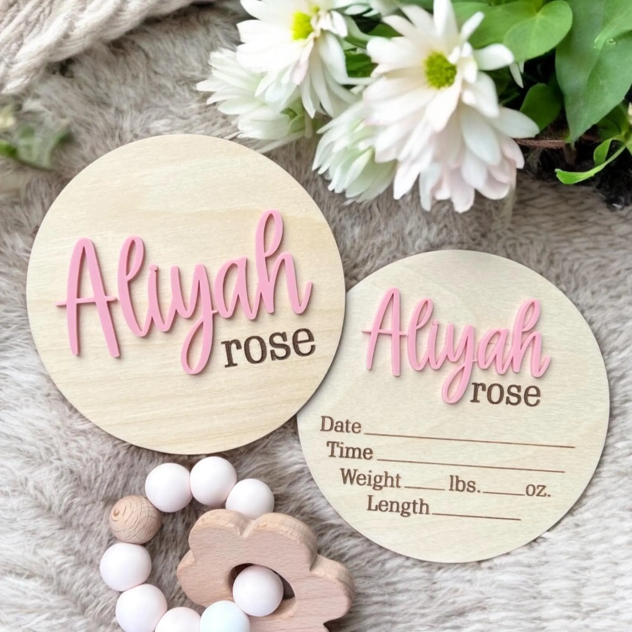 Custom Baby Announcement Sign, Birth Announcement Round, Stat Sign, Personalized Baby Name Sign, Hospital Baby Reveal Sign, Baby Room Decor
