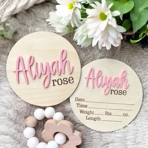 Custom Baby Announcement Sign, Birth Announcement Round, Stat Sign, Personalized Baby Name Sign, Hospital Baby Reveal Sign, Baby Room Decor