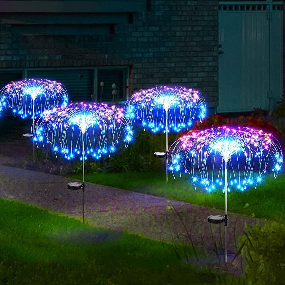 2 PCS Solar Firework String Lights, Outdoor 120-LED 40 Copper Wires Solar-Powered DIY Garden Decorative Lights for Walkway, Christmas Parties, Backyard Home Improvement Decor (Colorful)
