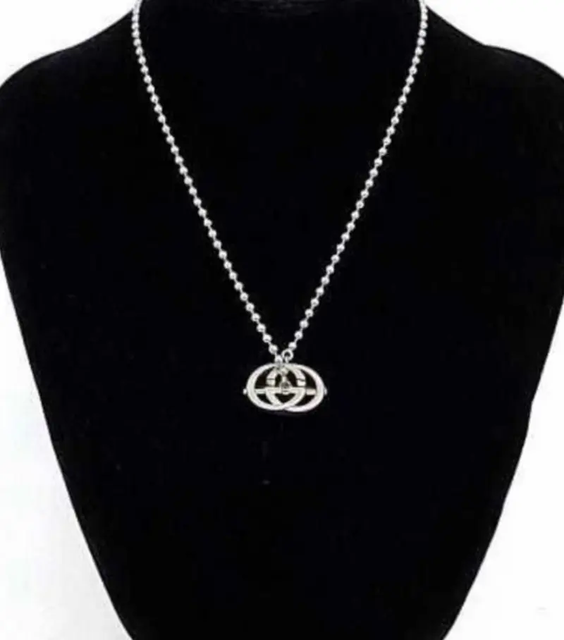 Pre-owned the goats dept Sterling Silver Necklace GUCCI Beaded "GG" Logo #266