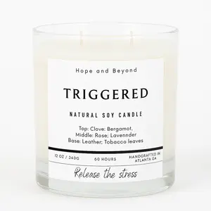 Hope and Beyond Triggered Candle 12 oz Clean-Burning Natural Soy Wax Blend with Bergamot Lavender Scent Handcrafted in Atlanta GA Aroma Decor Fragrance Light Coconut Set Wick Ornaments Perfume Scented - Decoration