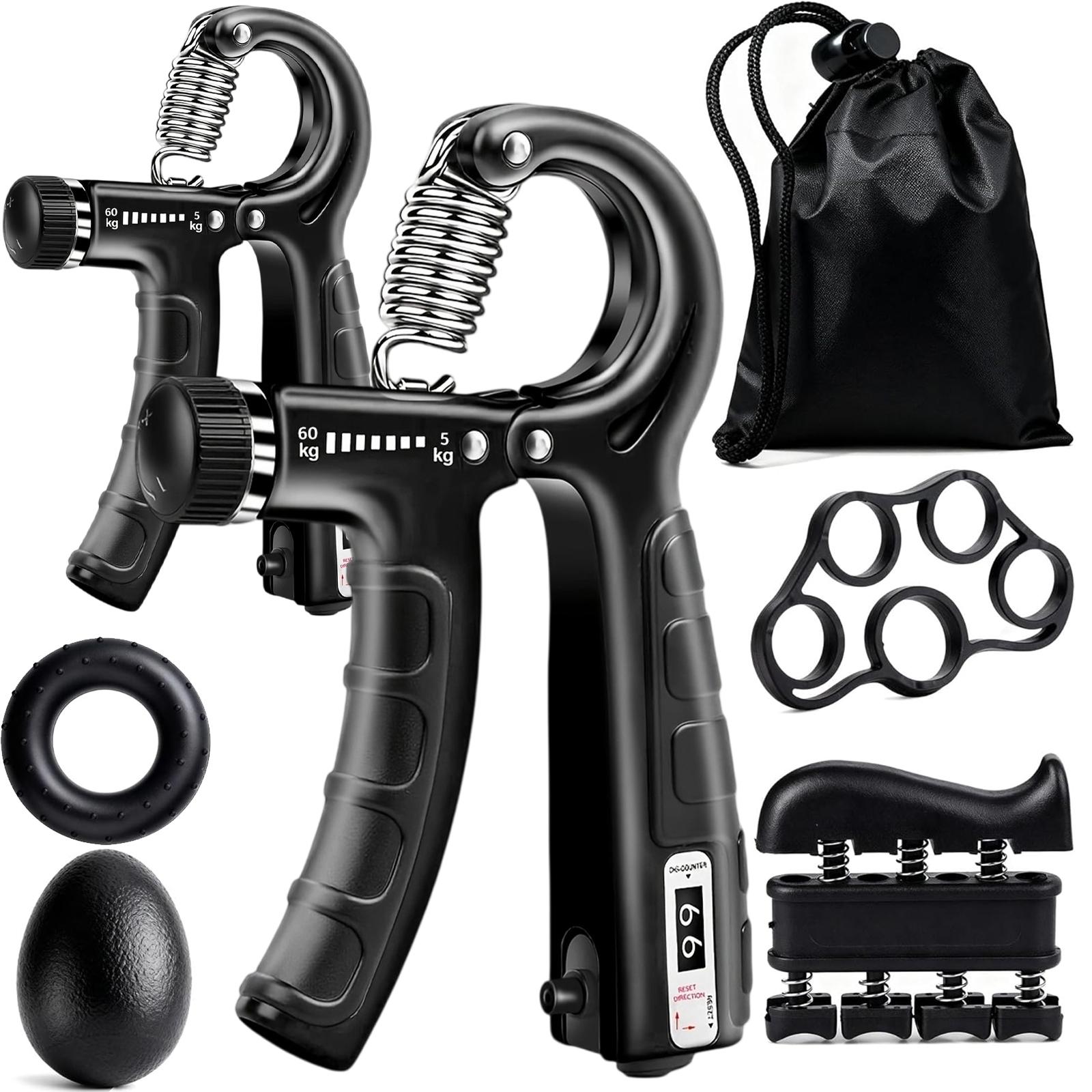 Professional 5-in-1 Hand Grips & Strength Training Accessory Kit for Athletes, Complete Set for Forearm Workouts with Adjustable Gripper and Finger Exerciser, Hand Grips For Strength Training, Exercise Fitness Equipment
