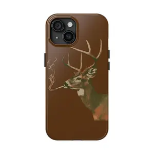 Buck Smoking a Cigarette Vintage Funny Whitetail Deer Retro Whimsical Print Tough Phone Case For iphone 17 pro case iphone 16 pro max case 15 14 13 12 11 & Samsung S25 Ultra, cute pretty phone cases, PC & TPU Hybrid Shockproof phone case make it durable