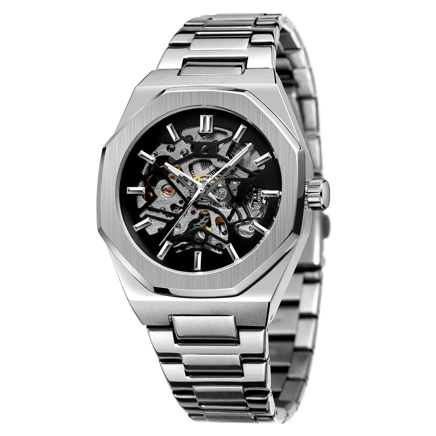 Men's Luxury Skeleton Automatic Watch | Swiss Design Self-Winding Movement with Luminous Hands & 80H Power Reserve | See-Through Dial Dress Watch for Black Tie Events, Executive Gifting & Collector's Display | #1 Choice for Professionals & Modern Gentleme