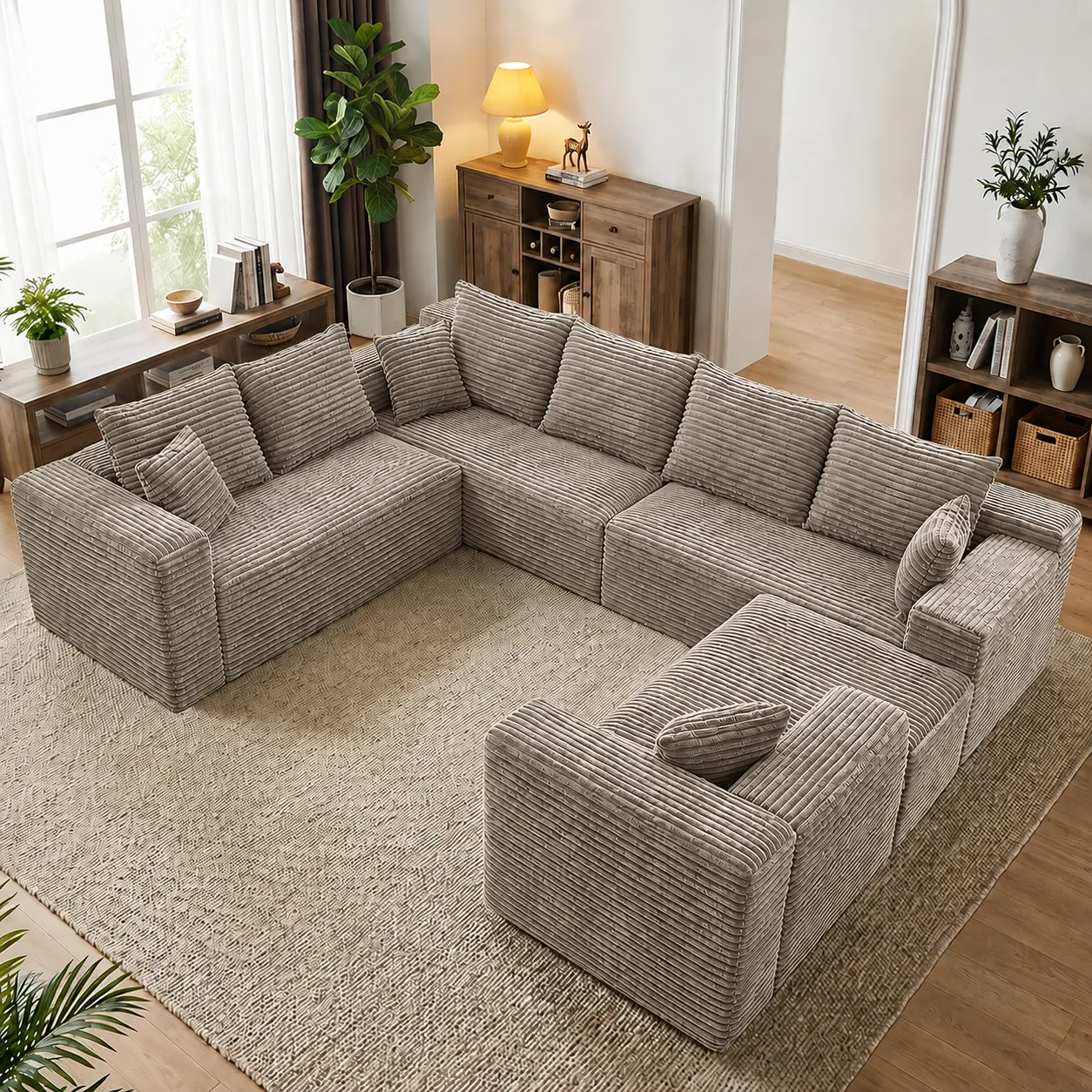 Modular Boneless Modern Sofa - 8-Seater Oversized Upholstered Couch, 103"L-Shaped/120"-138"U-Shaped with Chaise Lounge, 4-in-1 Deep Seat, No Assembly Family Furniture for Living Rooms Comfy Couch,sohochic