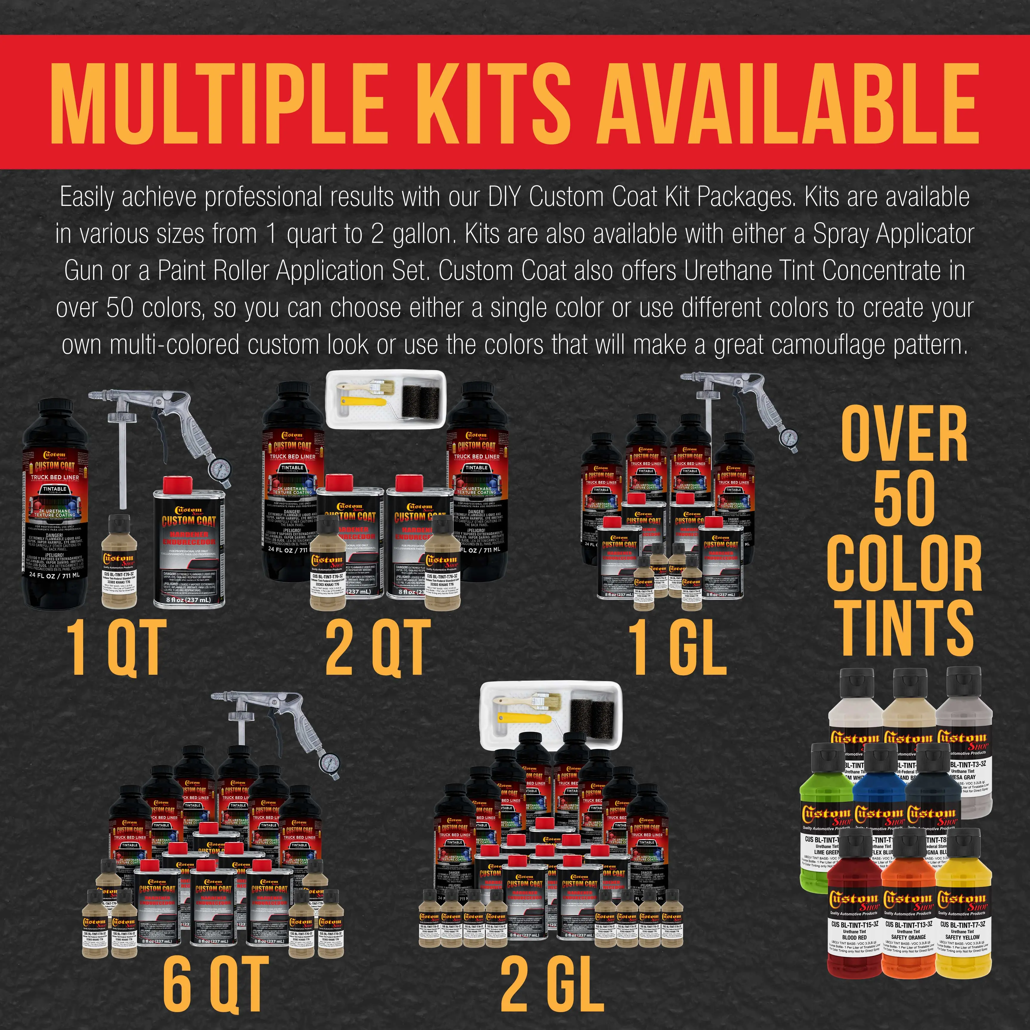 Federal Standard Color #33303 Khaki T76 Urethane Spray-On Truck Bed Liner, 1.5 Gallon Kit with Spray Gun and Regulator - Textured Protective Coating