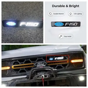 LED Car Front Hood Grille Emblem Light Illuminated Badge Decoration Lamp Compatible with Ford F-150 Mustang Bronco Maverick Explorer & Chevrolet Silverado Colorado Tahoe Equinox Camaro